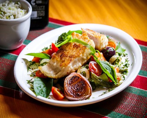 Colorful plate with vegetables and protein